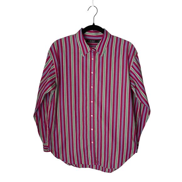 Lauren by Ralph Lauren Tops - Women's LAUREN Ralph Lauren Black Label Button Shirt Multi Striped Cotton Size M